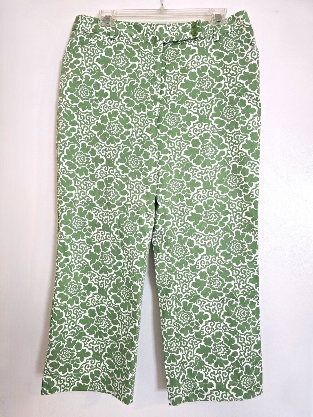 Charter Club Green Floral Damask "Allison Fit" Cropped Pants Size 10